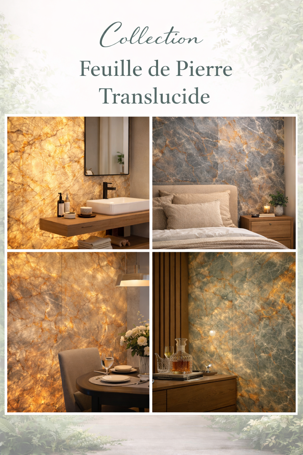 COLLECTION FEUILLE DE PIERRE TRANSLUCIDE