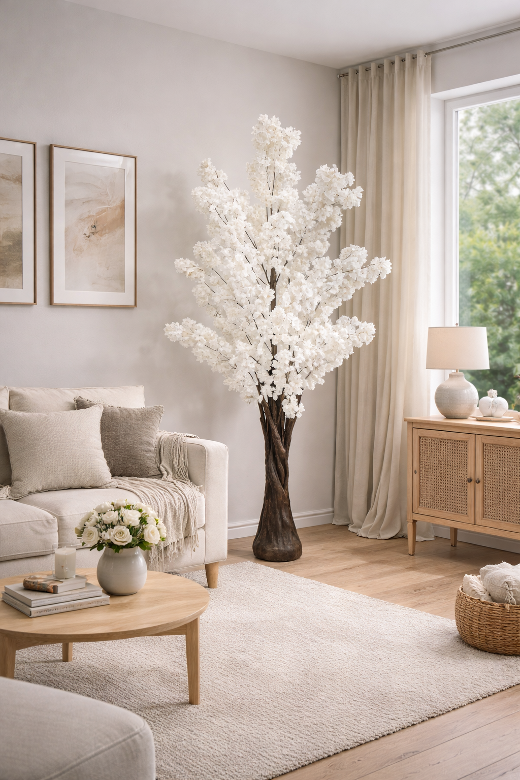 Arbre Fleuri Artificiel Blanc – 180 cm