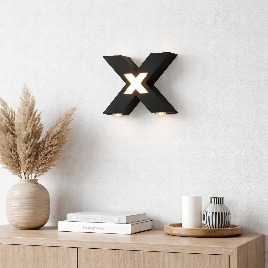 Applique murale LED design “X” – Noir mat