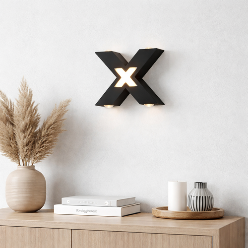 Applique murale LED design “X” – Noir mat