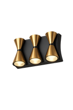 Applique murale LED triple cône – Noir & Doré
