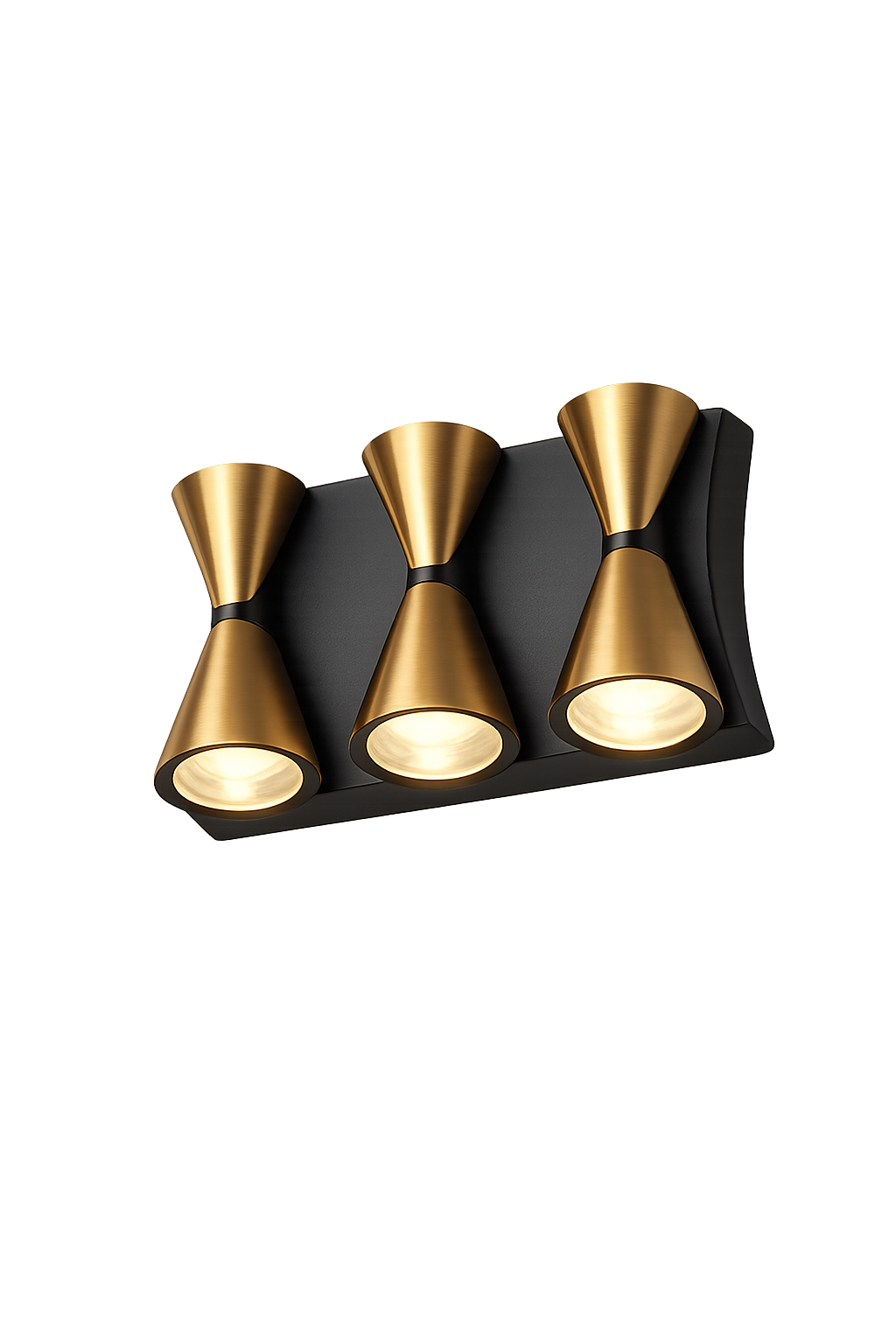 Applique murale LED triple cône – Noir & Doré