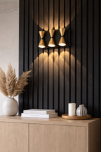 Applique murale LED triple cône – Noir & Doré
