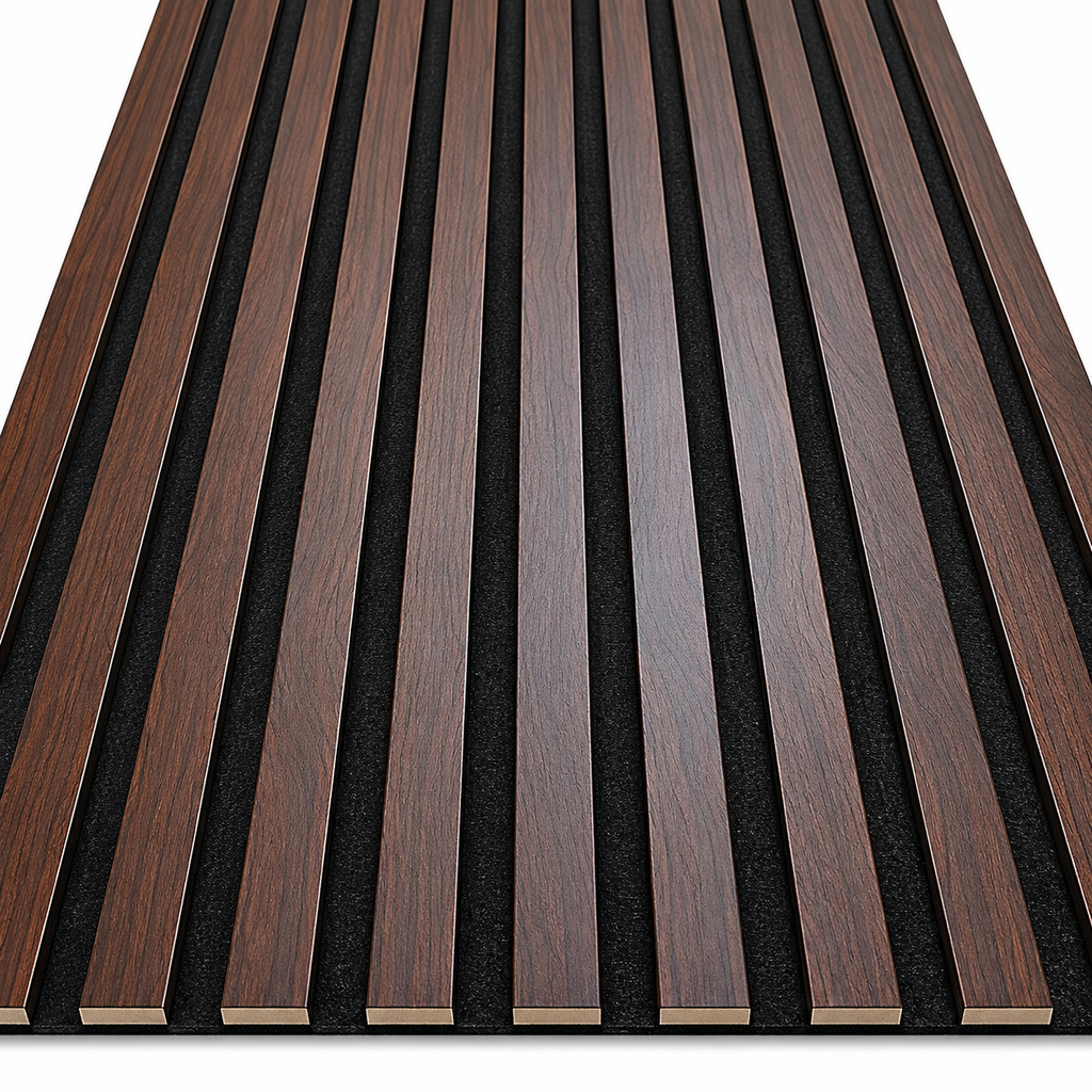 PANNEAUX EFFET TASSEAUX DE BOIS NOYER